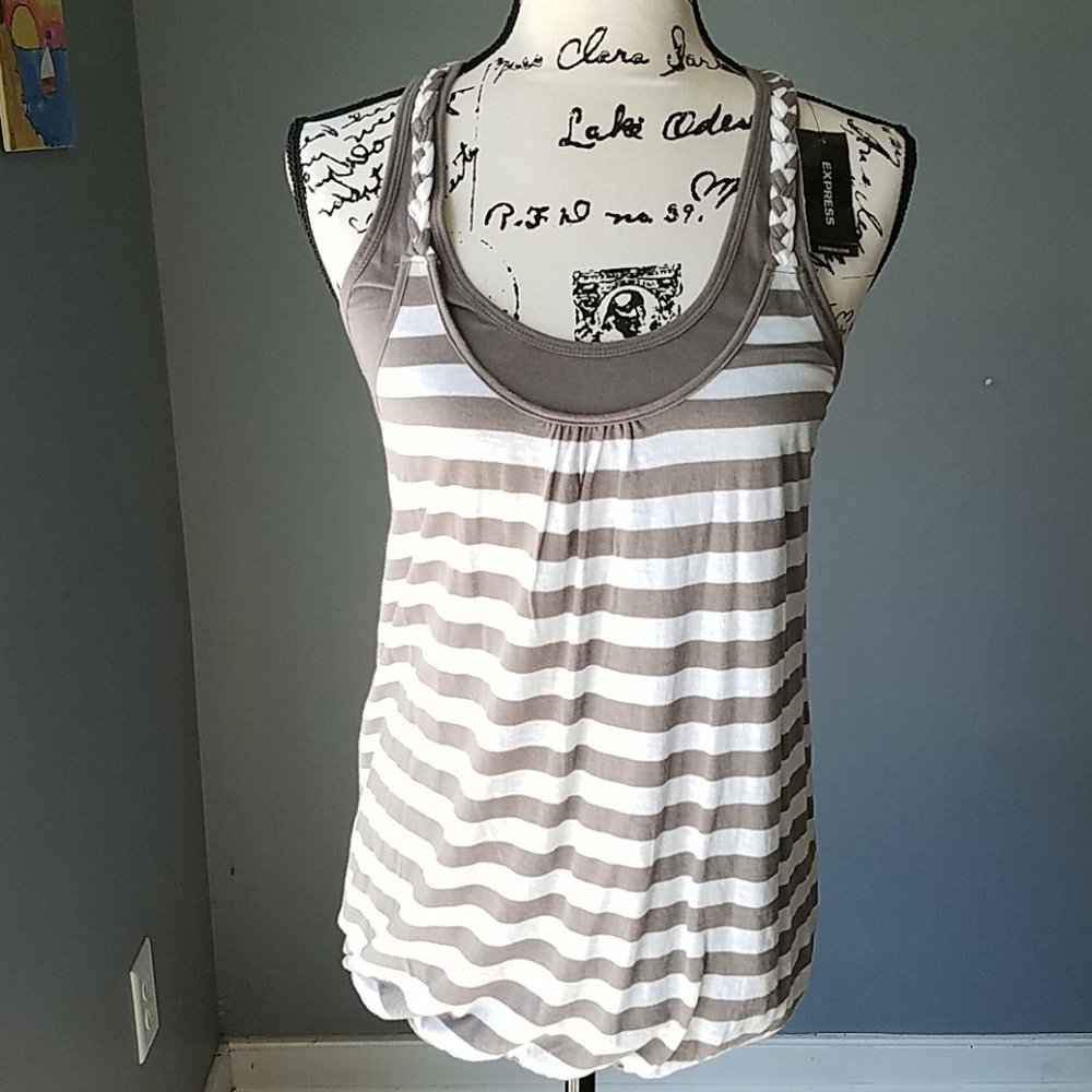Express NWT Tank Razorback S Cream Taupe - Picture 1 of 6